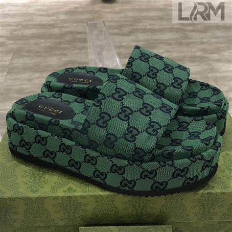 gg slides gucci|green Gucci platform slides.